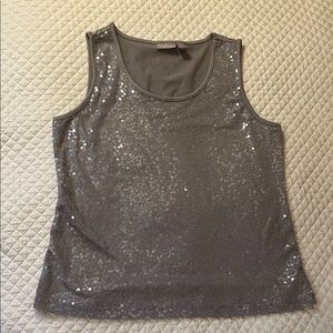 Chico's Silver Sequin Scoop Neck Tank